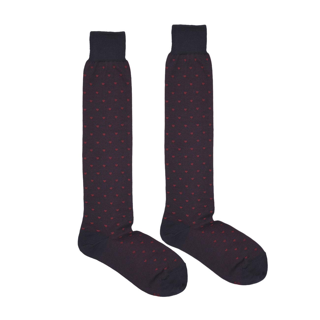 Calze Lunghe Con Cuoricini Uomo Blu Rosso 64110G V0765 BLU/ROSSO RED SOX 