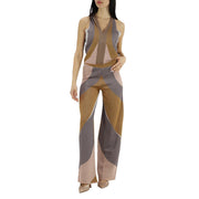 Pantaloni Jacquard Waves PTKD13017 MARRONE/GRIGIO AKEP 