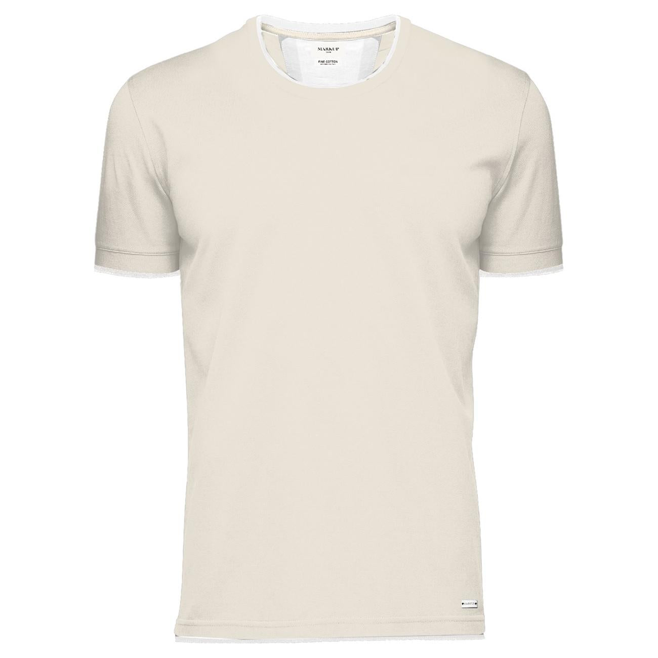T-Shirt Jersey Con Contrasti MK891014 BEIGE MARKUP 