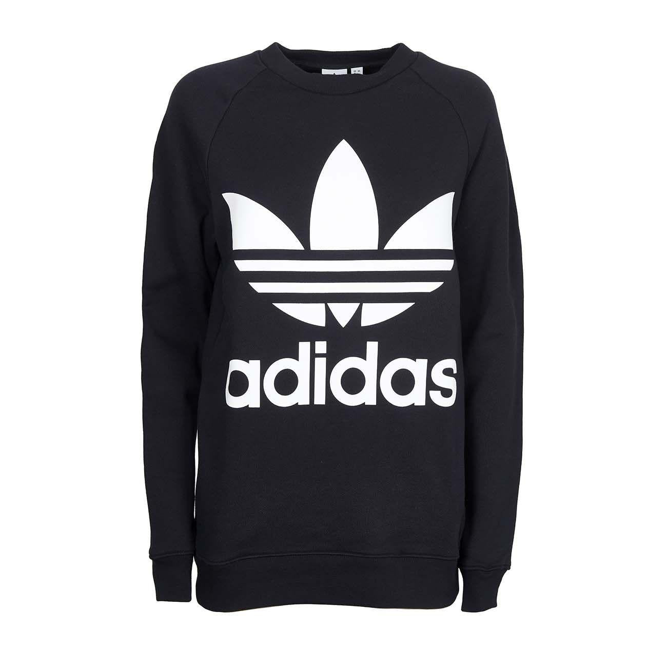 Felpa Over Logo Grande Donna Nero Bianco DH3129 BLACK/WHITE ADIDAS 