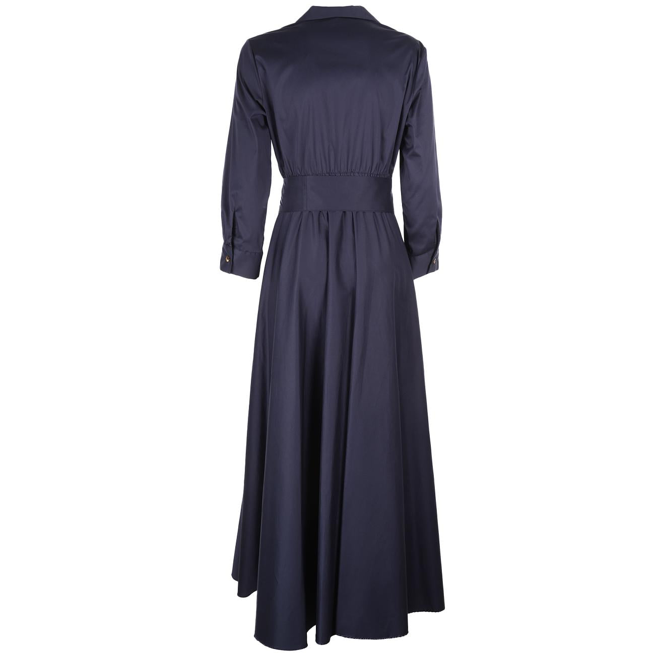 Abito Popeline Lungo Con Colletto E Cintura 3837 BLU MASCHERONI 
