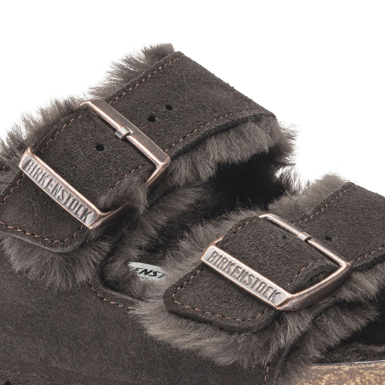 Sandali Arizona In Pelle Scamosciata Con Shearling 1020528 MOCCA BIRKENSTOCK 