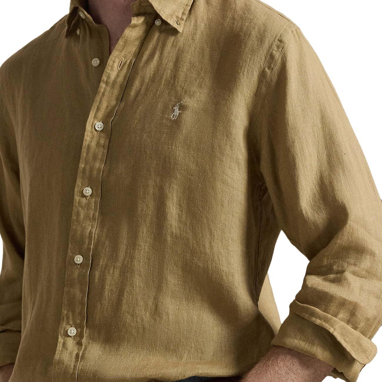Camicia Di Lino 710966294 511 CAFE TAN POLO RALPH LAUREN 
