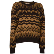 Maglione Girocollo In Jacquard MGKD11049 CAMMELLO/NERO AKEP 