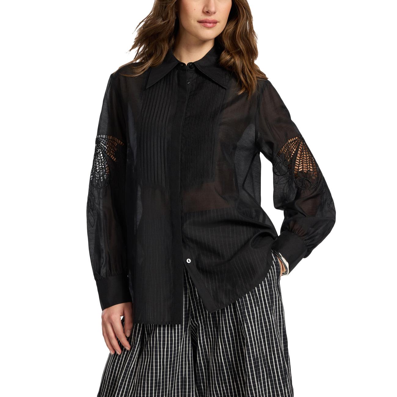 Camicia In Organza Ricamata 5186P000269N 33 NERO ELENA MIRO' 