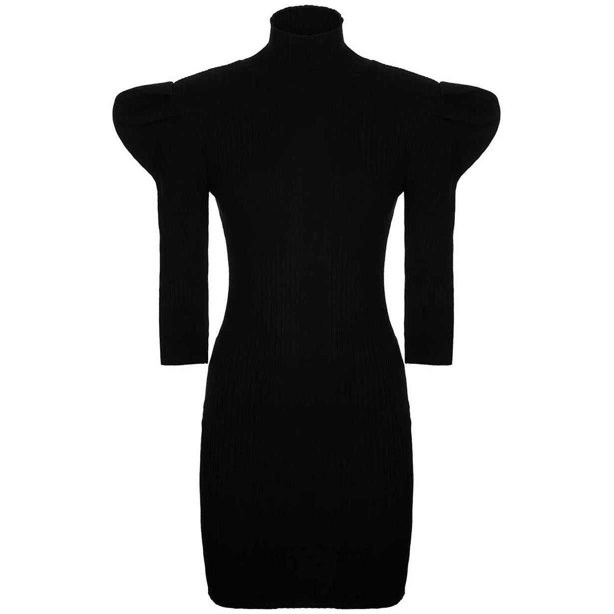 Abito Mini A Coste A Sbuffo 23FWKD12064/99 BLACK AKEP 