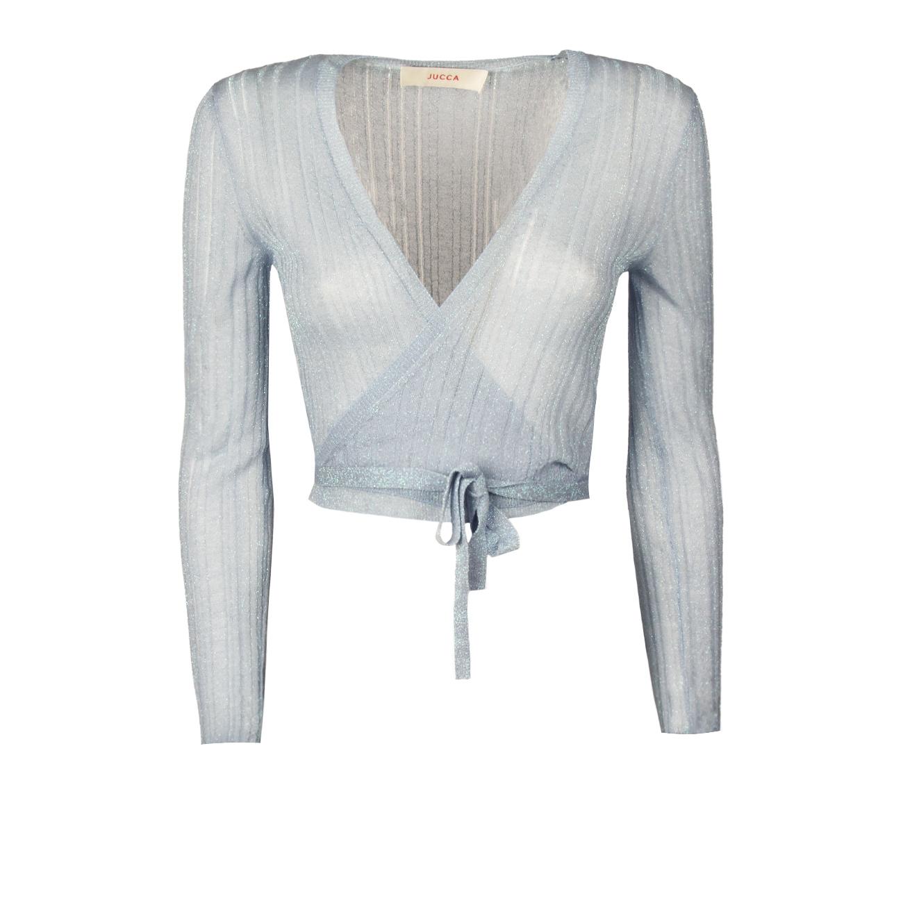 Cardigan Incrocio Corto Donna Azzurro Lurex J3711044/124 POLINESIA 1789/AZZ. LUREX JUCCA 