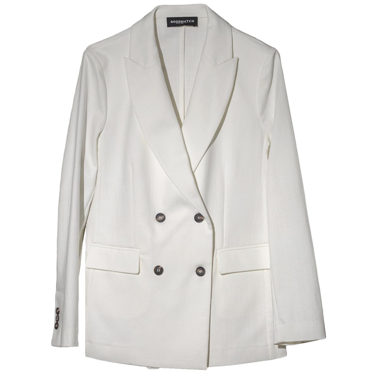 Blazer Doppiopetto In Drill Di Cotone Stretch AB5135 U01 WHITE GOODMATCH 