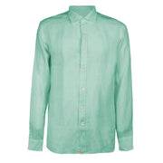 Camicia In Lino Collo Francese Uomo Verde Acqua Q66TNW UT6/VERDE ACQUA TINTORIA MATTEI 954 