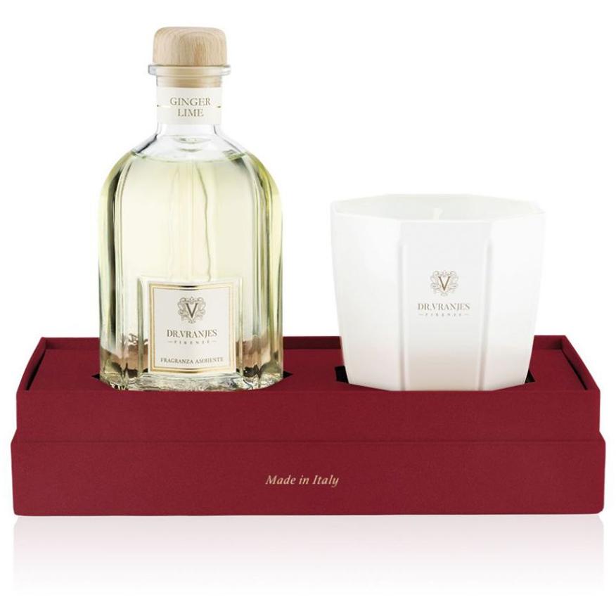 Gift Box Fragranza D'Ambiente Ginger Lime 250 Ml Con Candela FRV21/E14 UNICO DR. VRANJES FIRENZE 