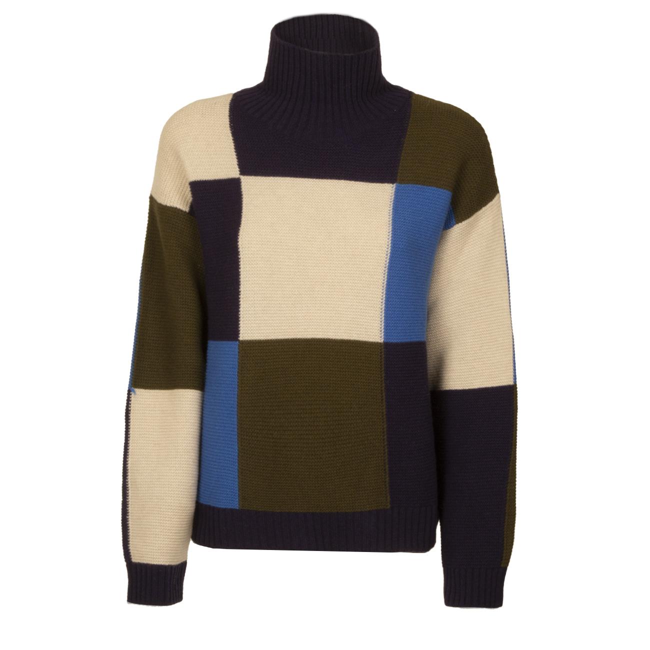 Maglia D. Collo Alto Intarsio Quadri Jucca J3611101 386 LAPIS JUCCA 