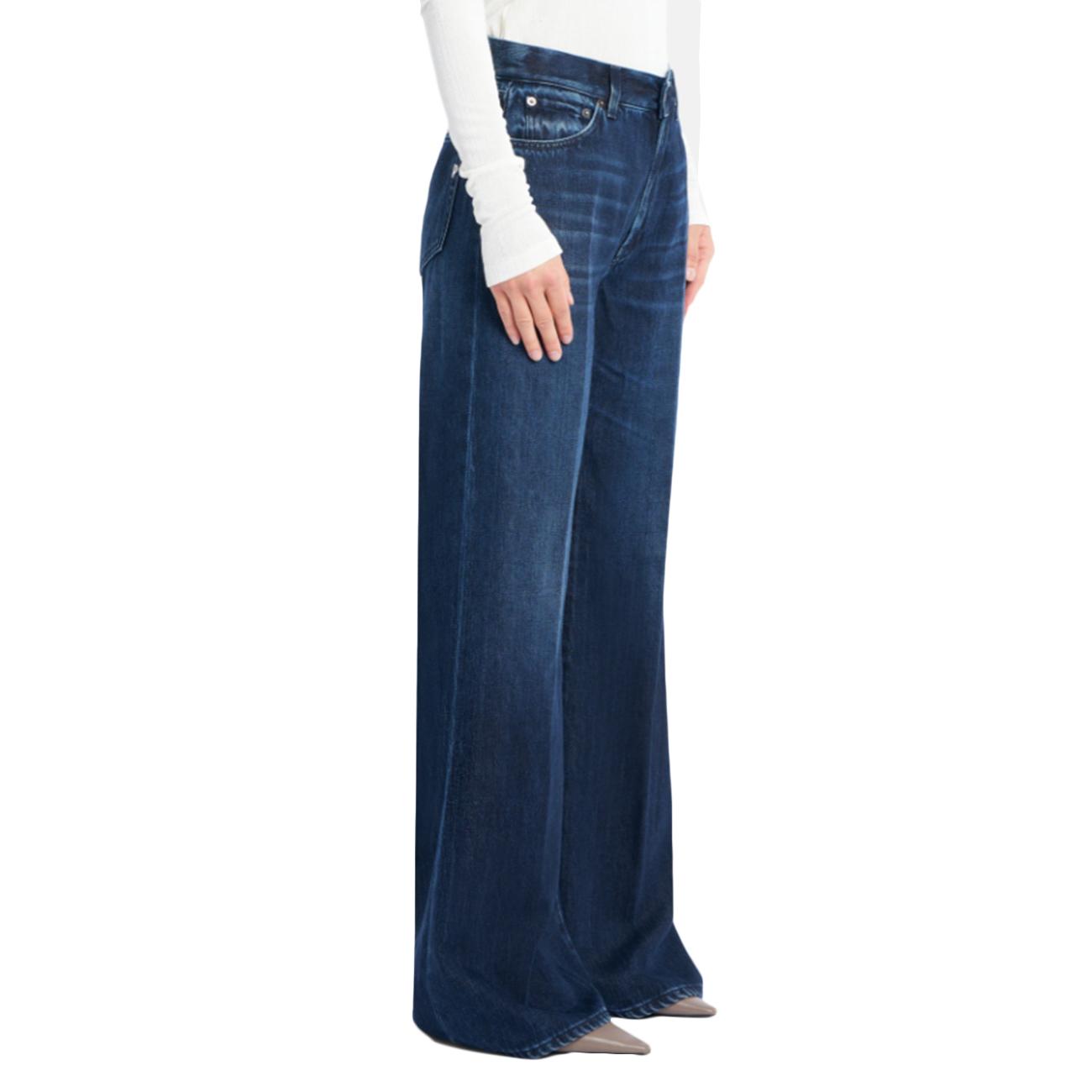 Jeans Amber A Gamba Larga In Denim Rigido DP619-DF0310D-LI9-DD-W25 800 DENIM DONDUP 