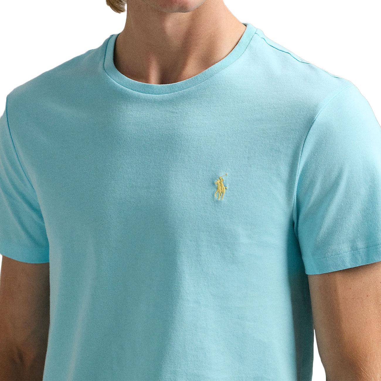 T-Shirt Girocollo Slim Fit Jersey Uomo Aqua Blue 710671438 407 AQUA BLUE/C1382 POLO RALPH LAUREN 