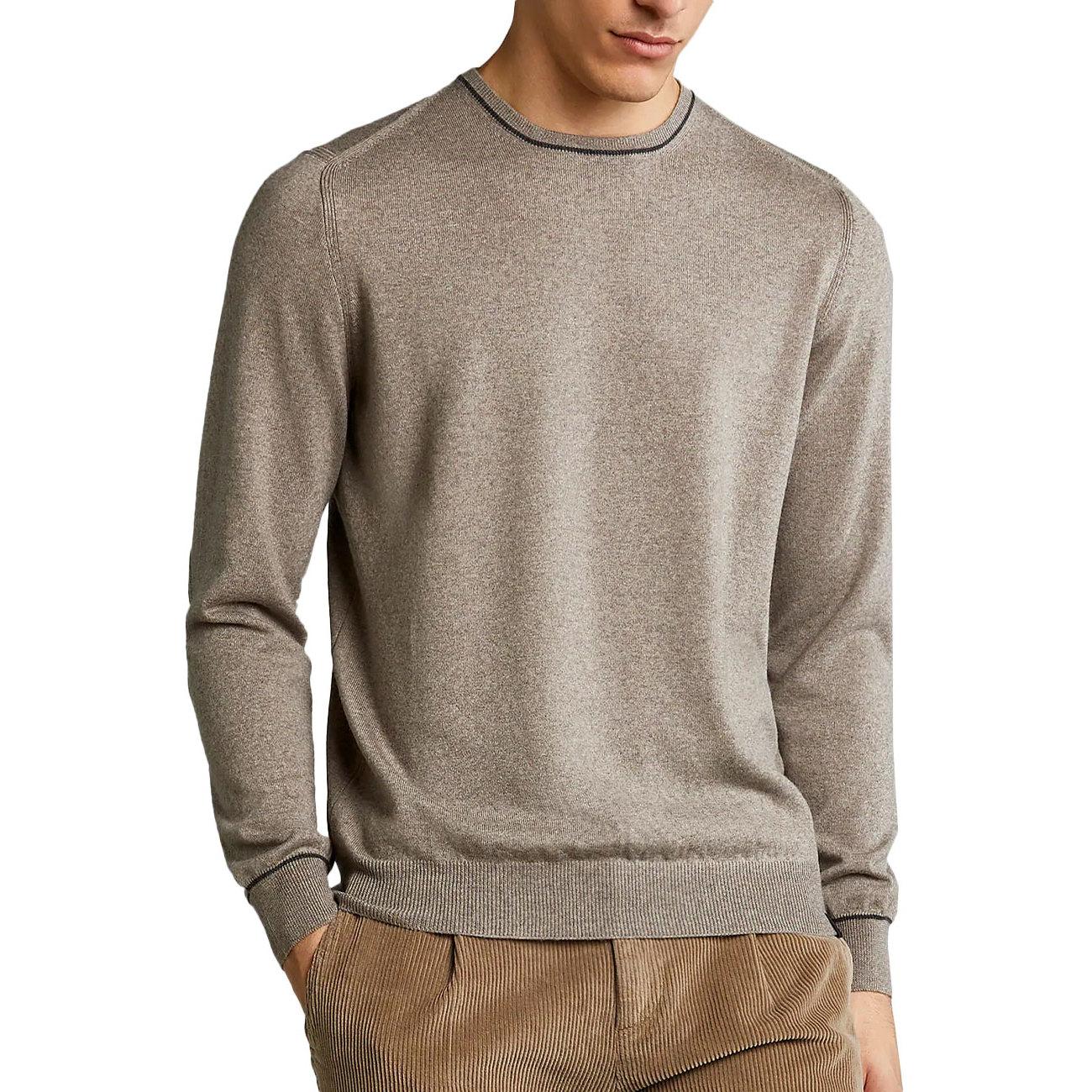 Pull Lana Rasata Con Toppe Uomo Castoro/Argilla Scuro NMMC1452230FDS 01FP CASTORO/ARGILLA SCURO FAY 