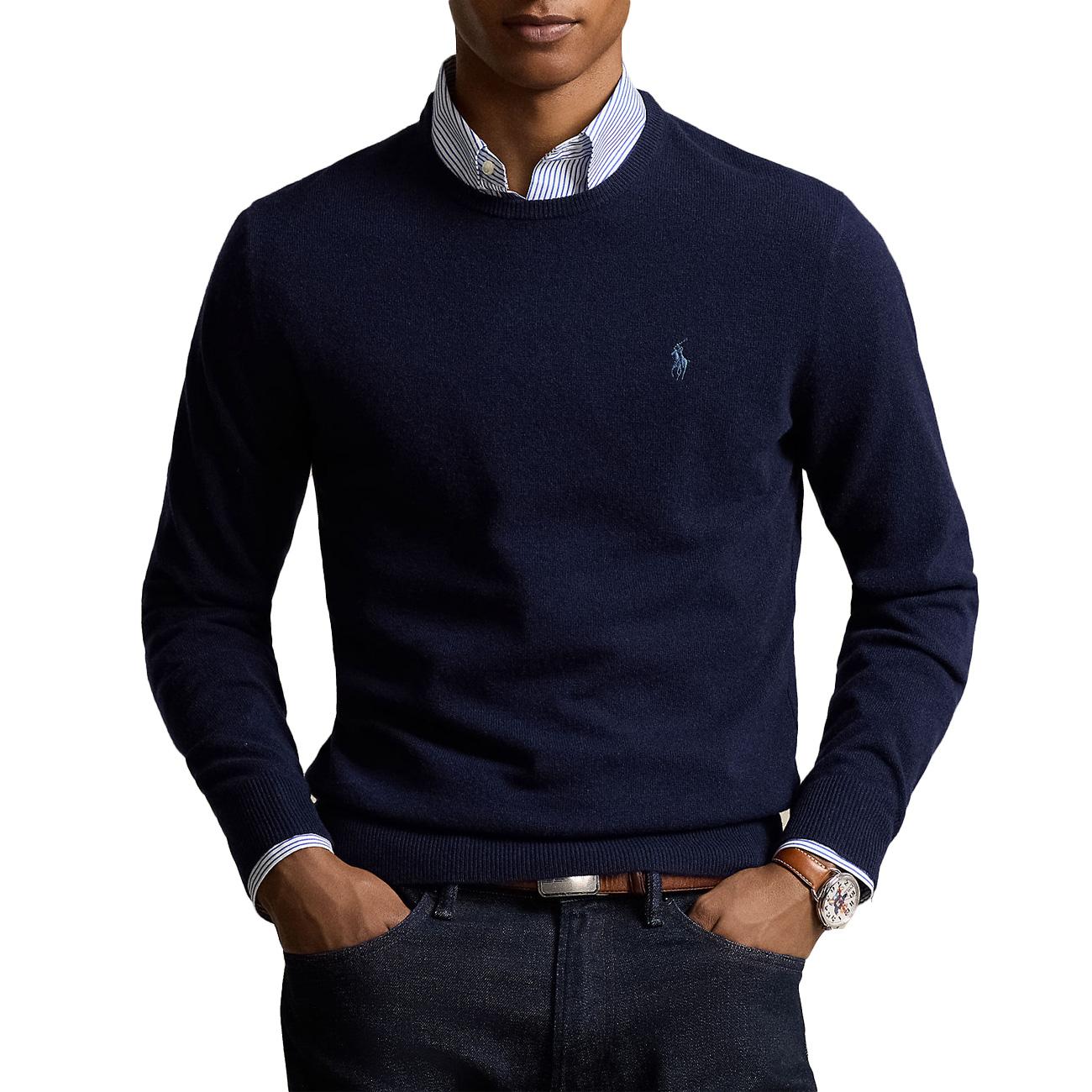 Pullover Lambswool Uomo Hunter Navy 710876714 001 HUNTER NAVY POLO RALPH LAUREN 