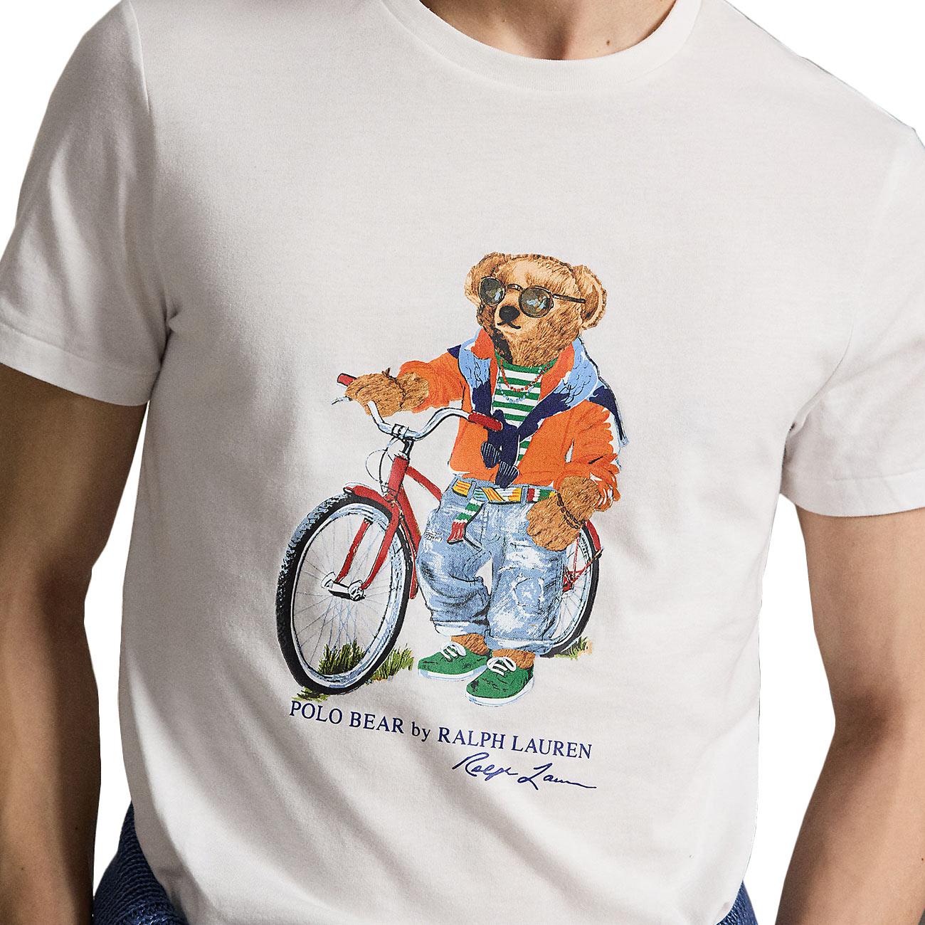 T-shirt Slim Con Orso Estivo 710B16612 002 WHITE-SUMMER BEAR POLO RALPH LAUREN 