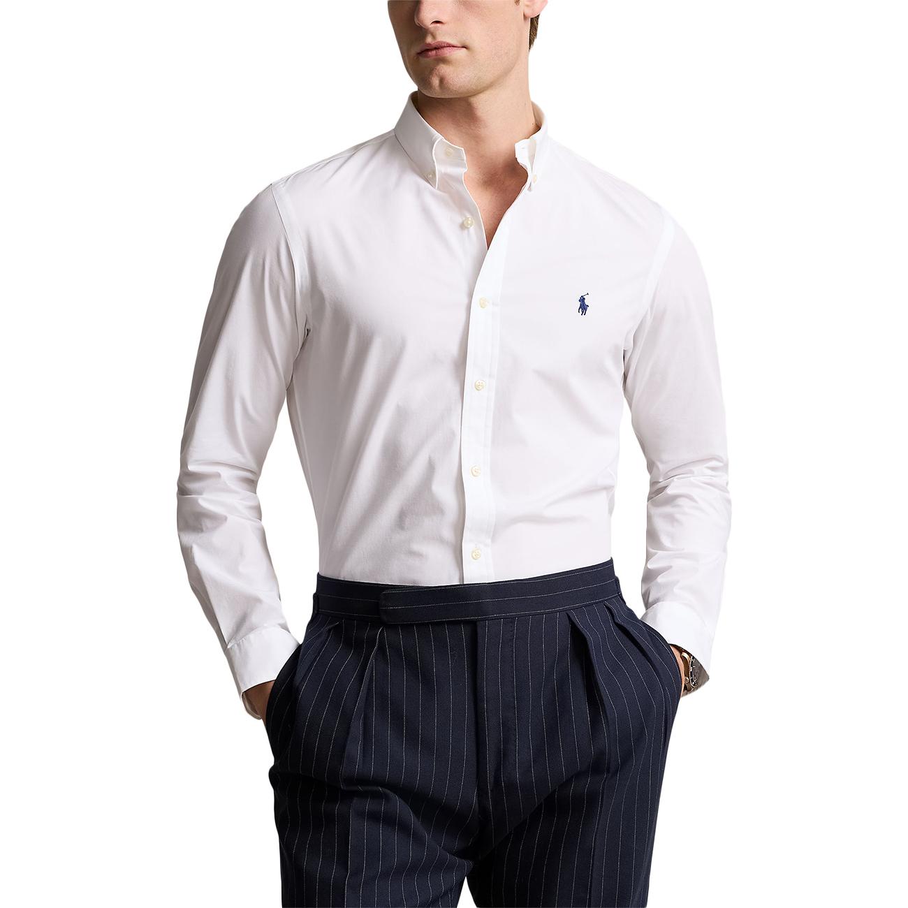Camicia In Popeline Elasticizzato Slim Fit 710928254 002 WHITE POLO RALPH LAUREN 