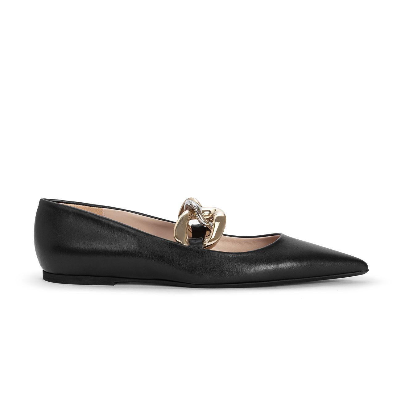 N°21 Ballerina Con Catena In Pelle Donna Nero N21/22ECPXNV13074 X001BLACK 