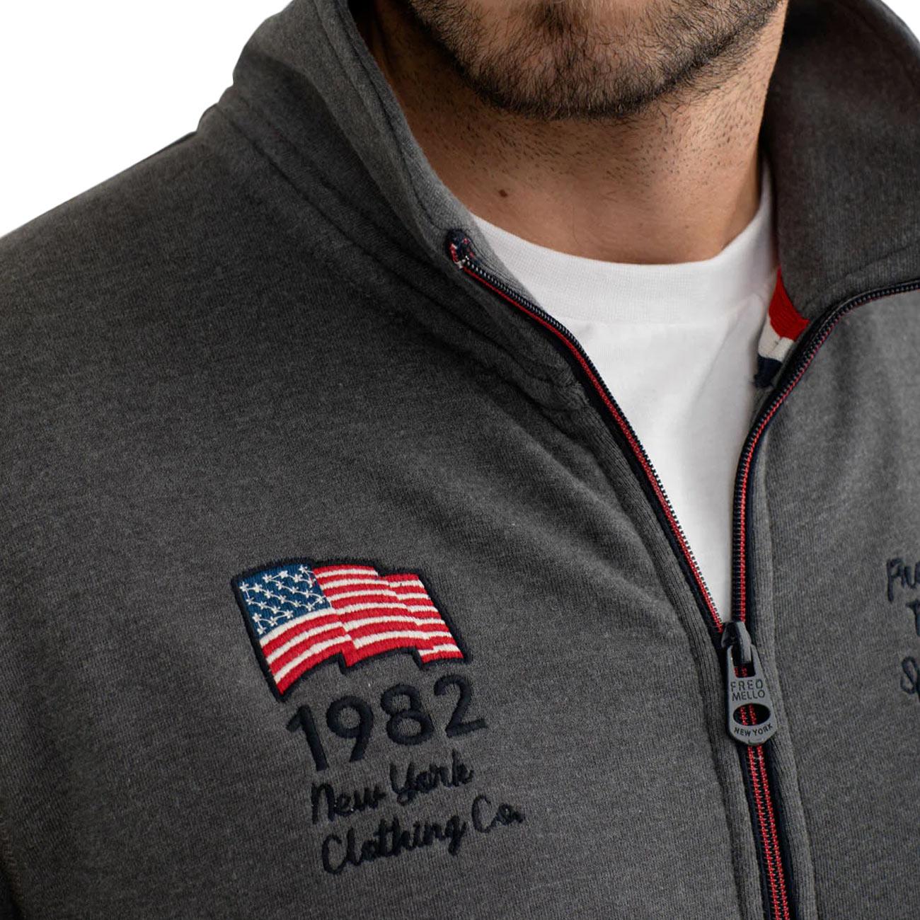 Felpa Full Zip Con Dettagli Americani FM25W20FZ A0953 ANTRACITE MELANGE FRED MELLO 