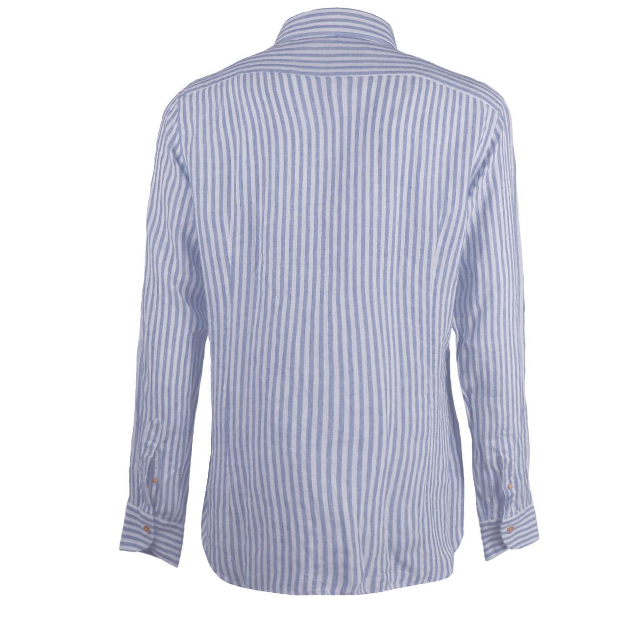 CAMICIA U. M/L RIGATA C/FRANCESE GUGLIELMINOTTI U3ECUU RC4/B.CO/BLU GUGLIELMINOTTI 