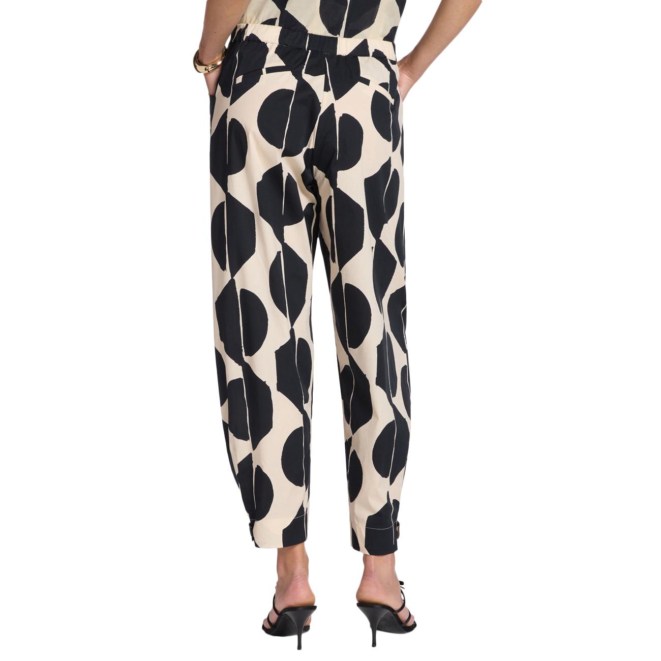 Pantaloni Barrel Stampati P189P100495N 01 BEIGE/NERO ELENA MIRO' 