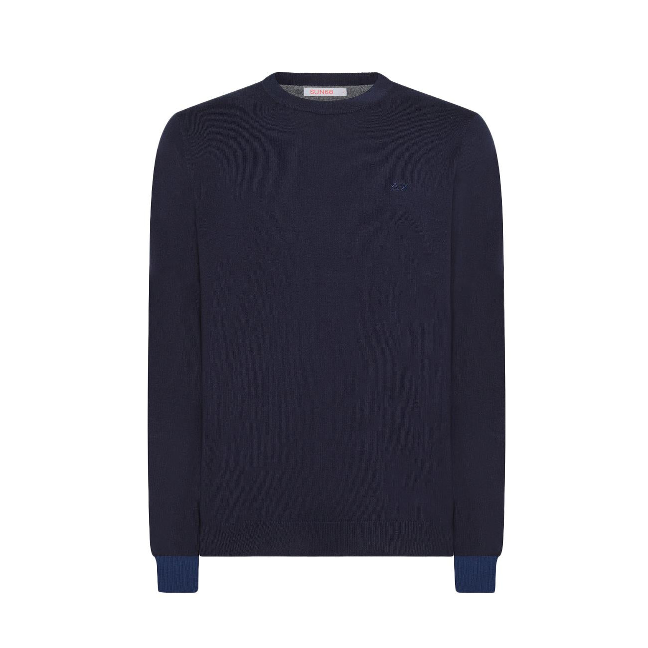 Pull Con Toppa In Lana Uomo Blu Navy K43110 07 BLU NAVY SUN68 