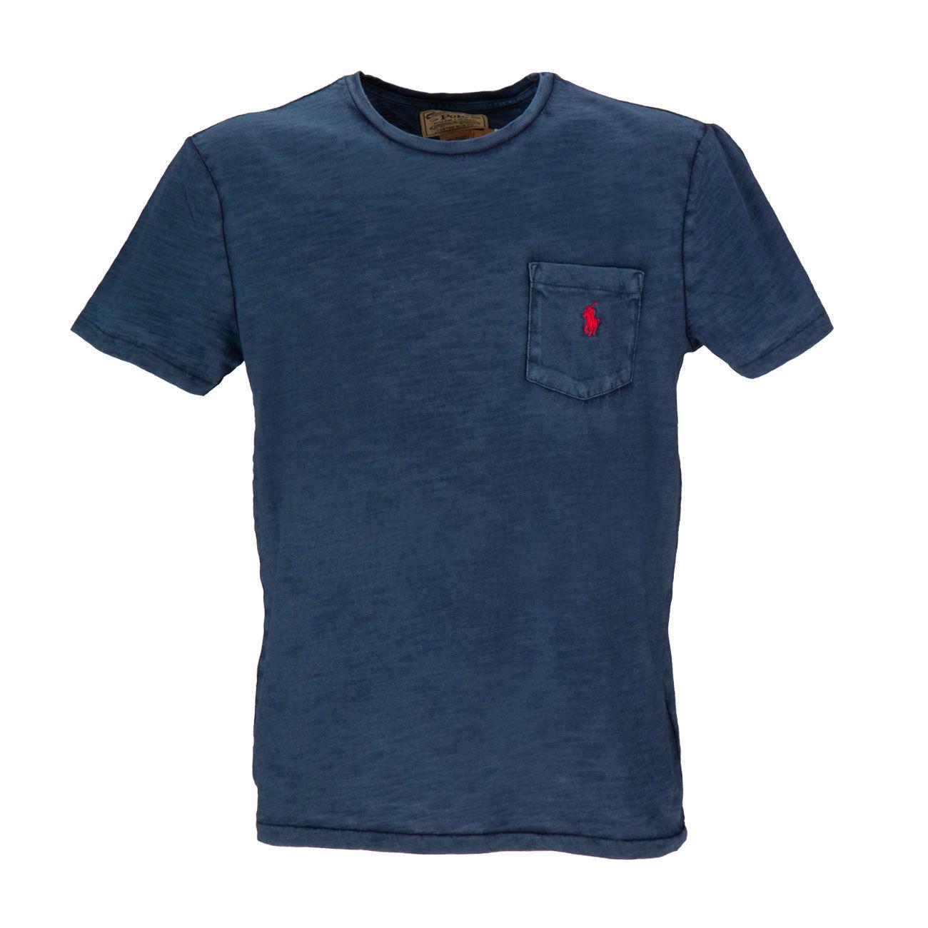 T-Shirt Delave' Custom Slim Con Taschino Uomo Navy 710795137 003 NAVY POLO RALPH LAUREN 