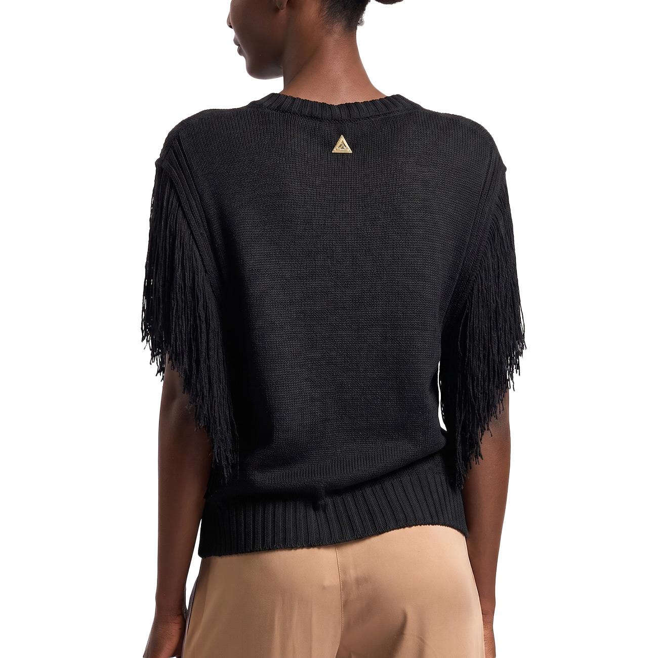 AKEP Girocollo Smanicato Con Frange MGKD13259 NERO 