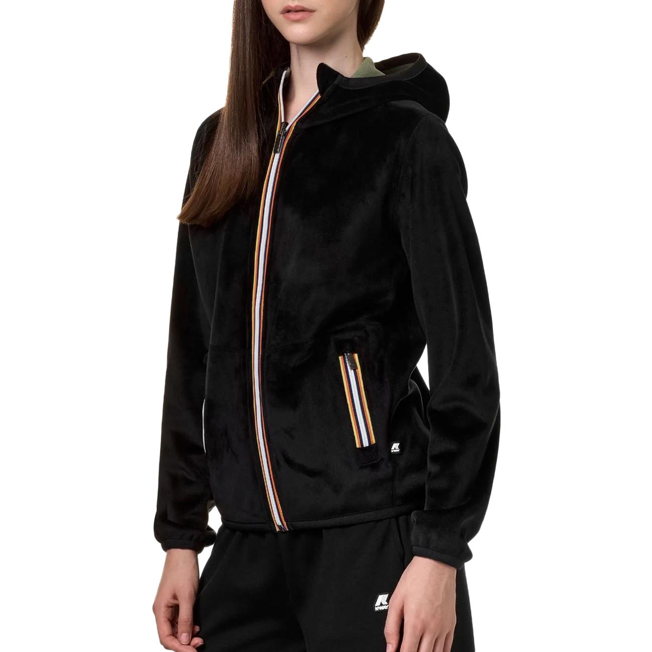 Bomber Lily Velour Polar Pile Donna Nero Verde K5117YW ALZ NERO/VERDE K-WAY 