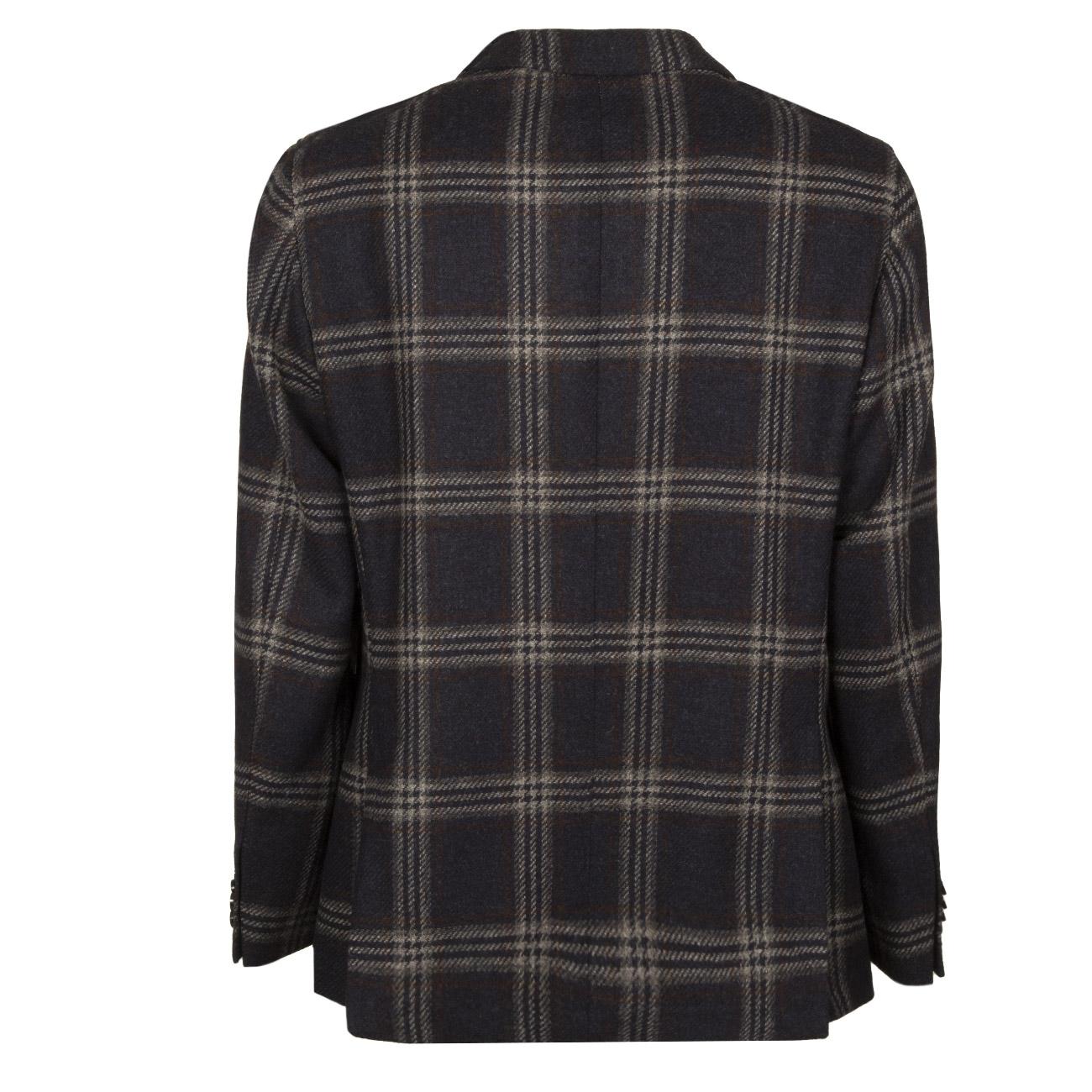 Giacca U. 2 Bott. Tasca Appl. Check Lana Shetland L.B.M 22608 2652 2 BLU/GESSO/ROSS L.B.M.1911. 