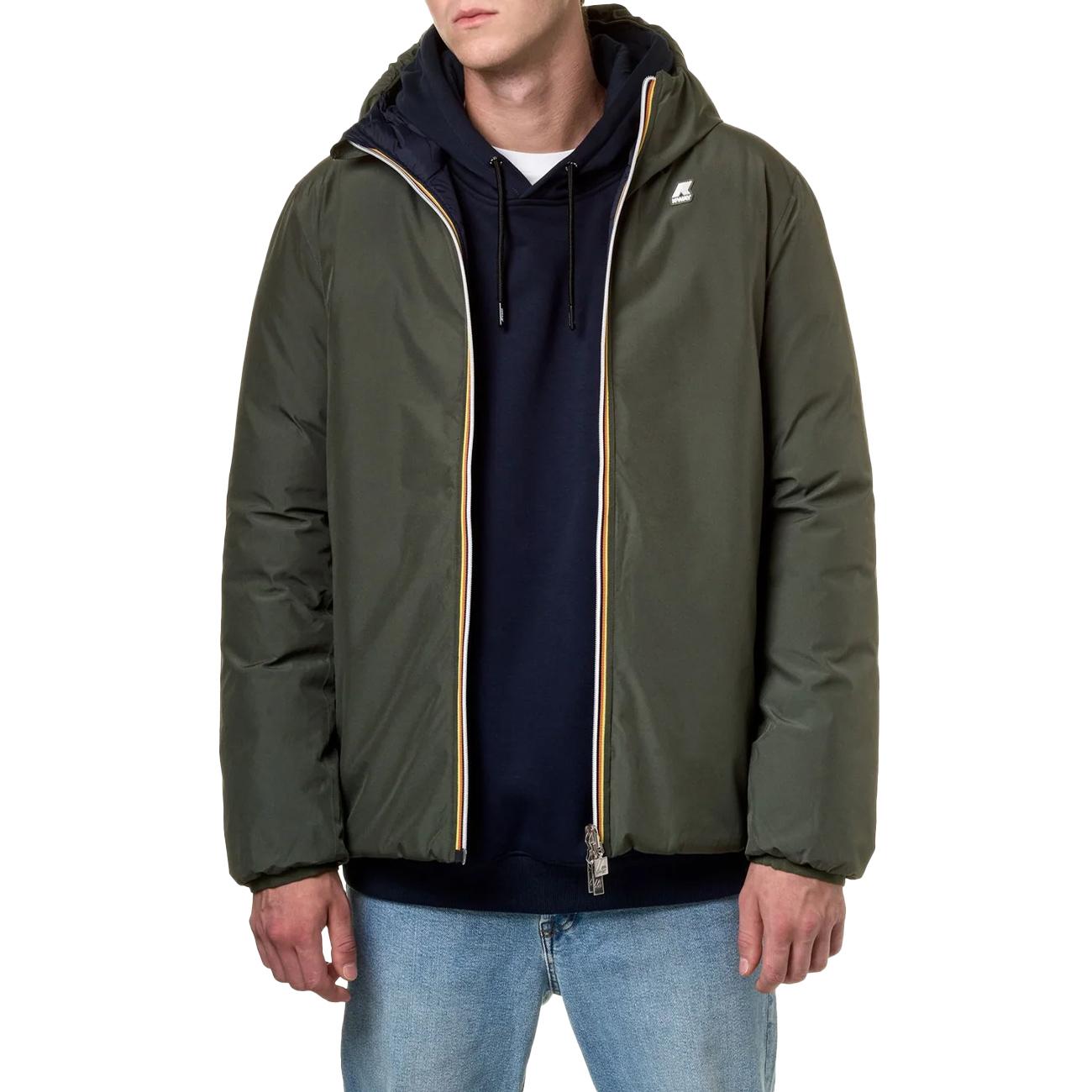 Giubbotto Corto Jack Eco Stretch Thermo Reversibile Uomo Verde Blu Navy K4121NW AF0 VERDE/BLU NAVY K-WAY 