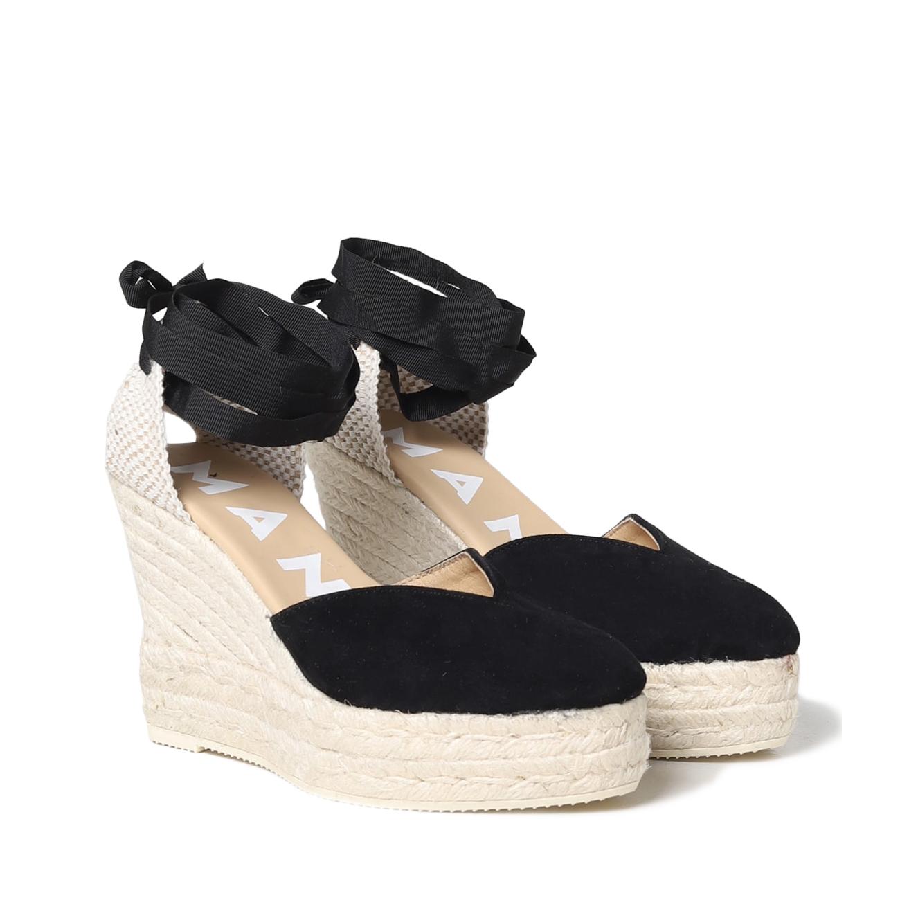 SANDALO D. HAMPTONS ZEPPATO SOFT SUEDE SCOLLO CUORE C/LACCI MANEBI K10WH BLACK MANEBI 