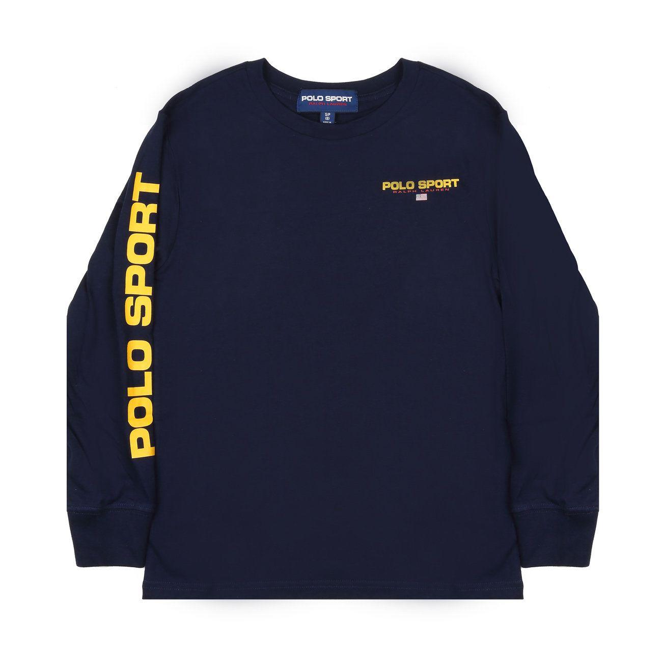 T-Shirt Manica Lunga Con Lettering Sul Braccio Bambino Blu 323818475 005 BLU POLO RALPH LAUREN 