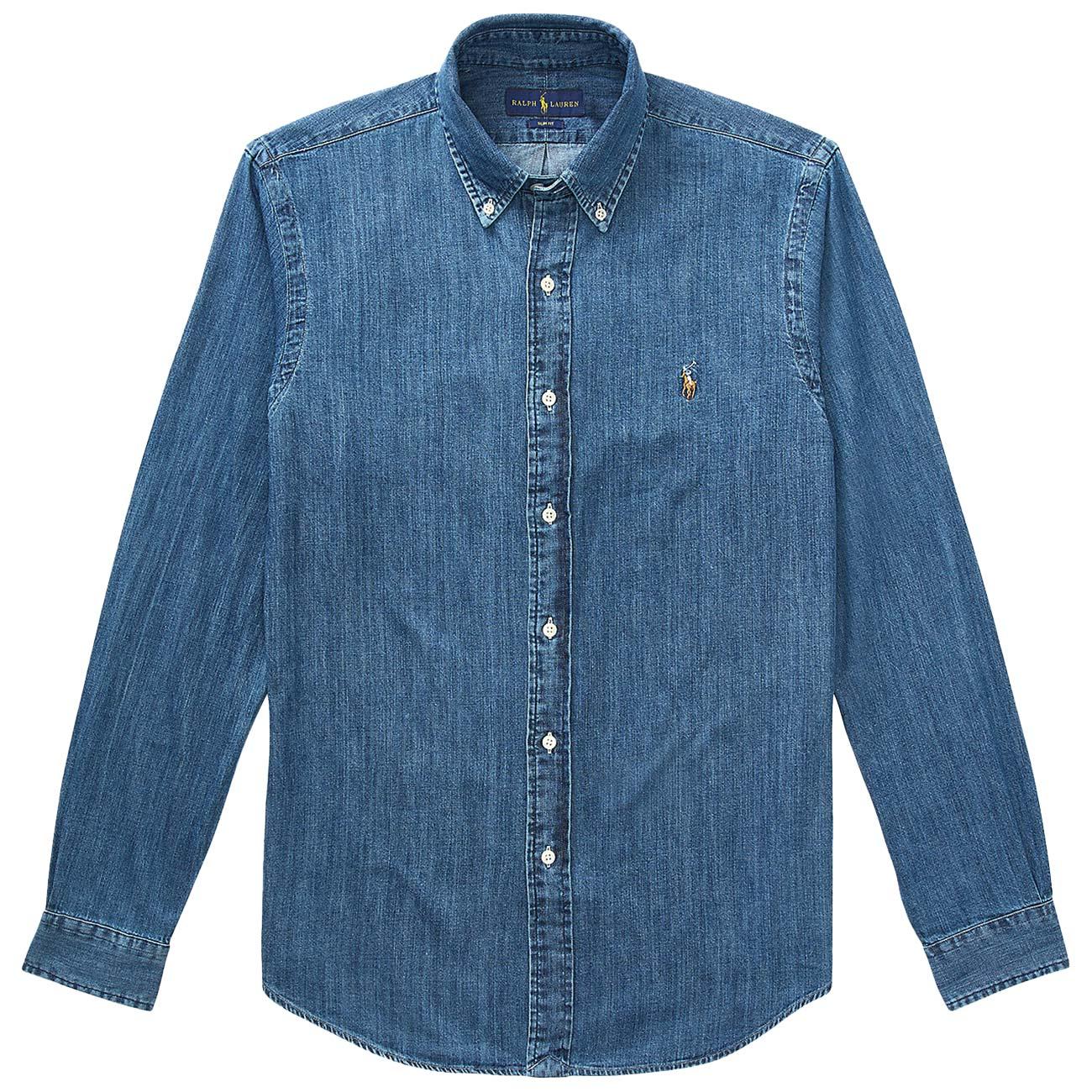 Camicia Oxford Slim Fit Uomo Denim 710548539 001 DENIM POLO RALPH LAUREN 