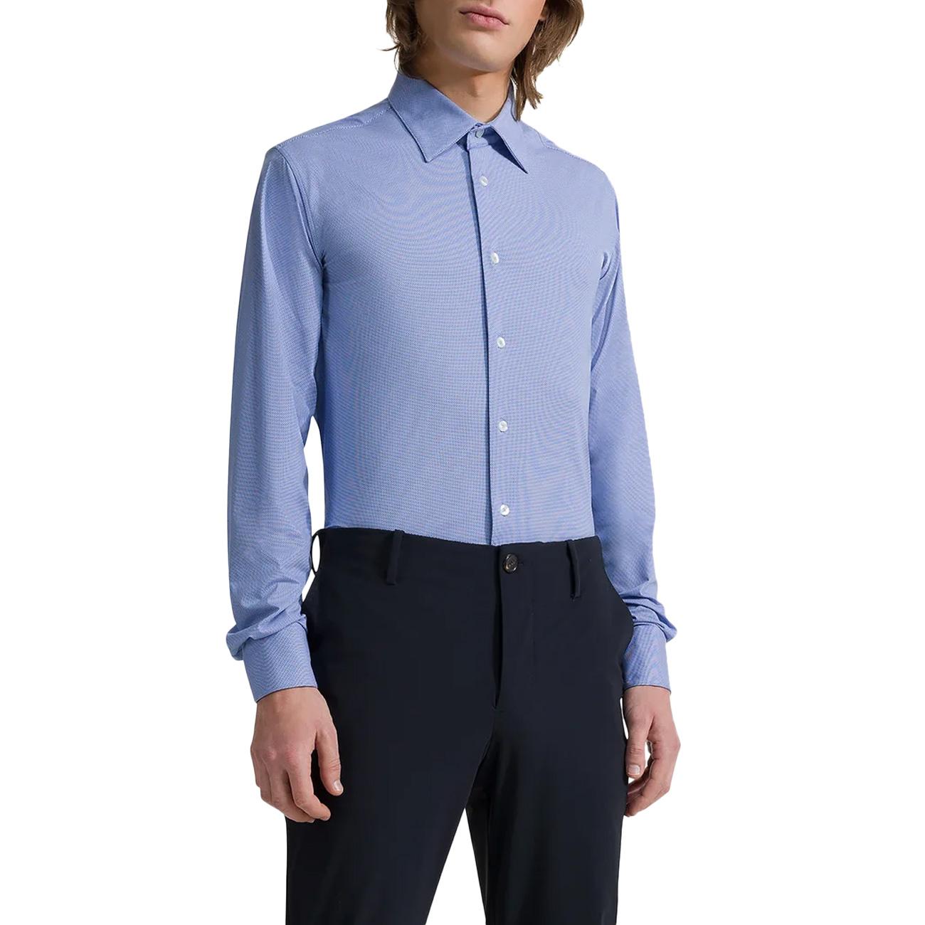 Camicia Oxford Jacquard Uomo Celeste 24253 V60 RRD 
