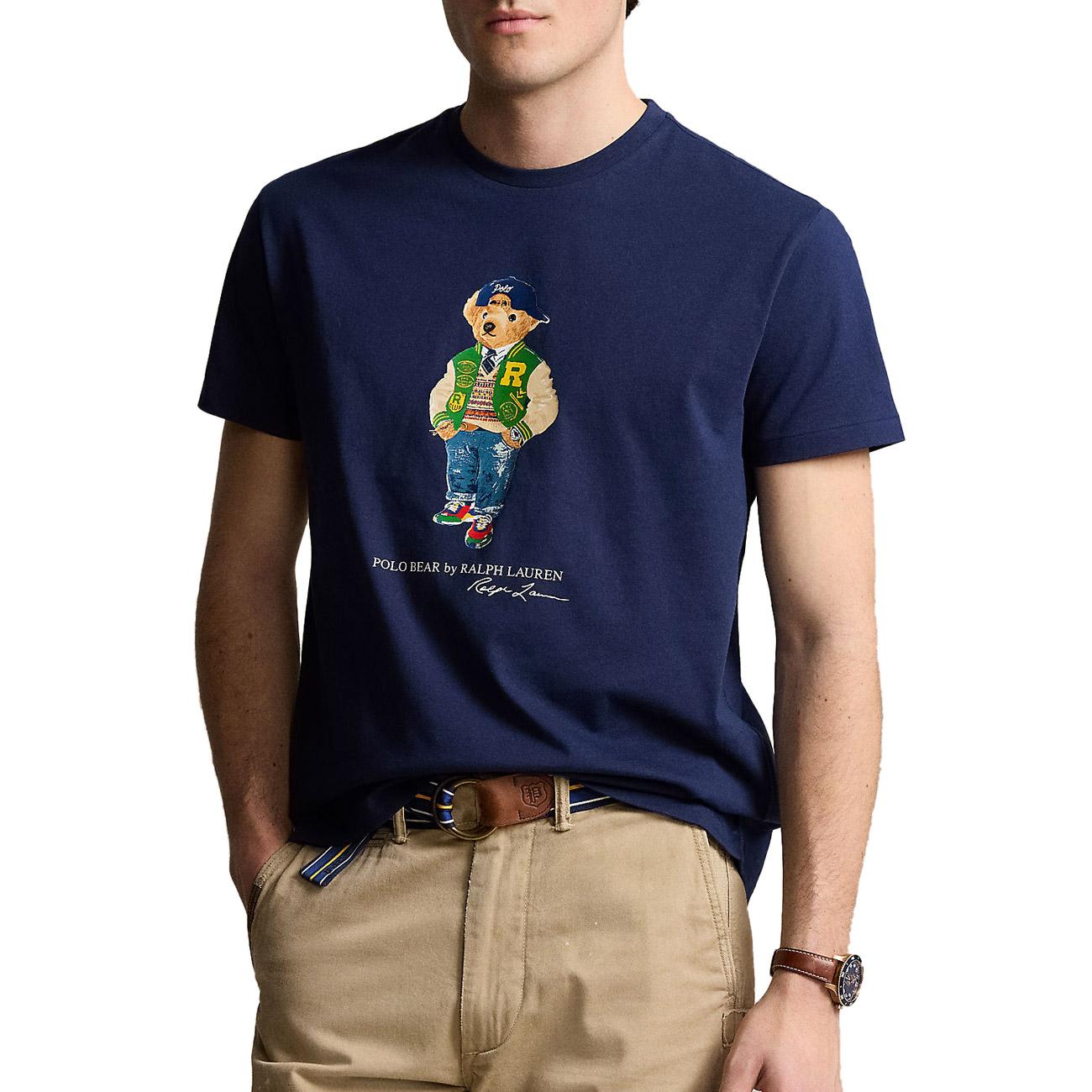 T-Shirt Orsetto Patch Uomo Newport Navy Vrsy 710854497 039 F24 NEWPORT NAVY VRSY POLO RALPH LAUREN 