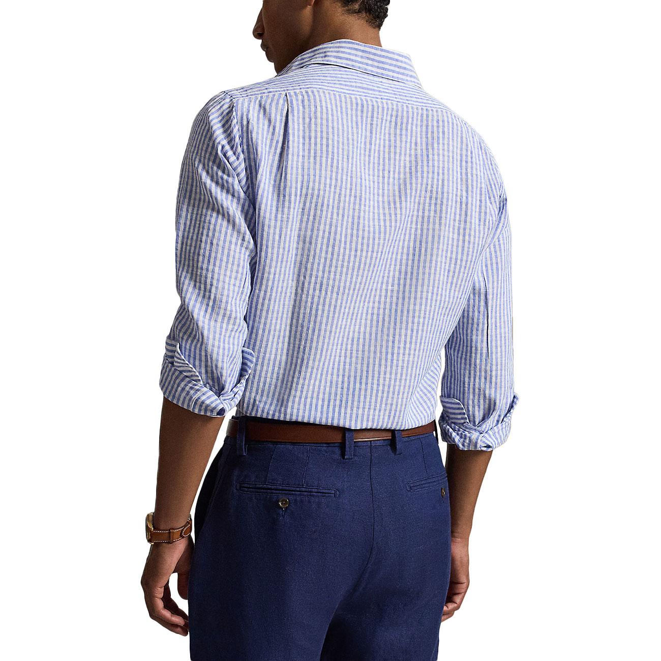 Camicia Seersucker A Righe 710B16700 001 7232A BLUE WHITE POLO RALPH LAUREN 