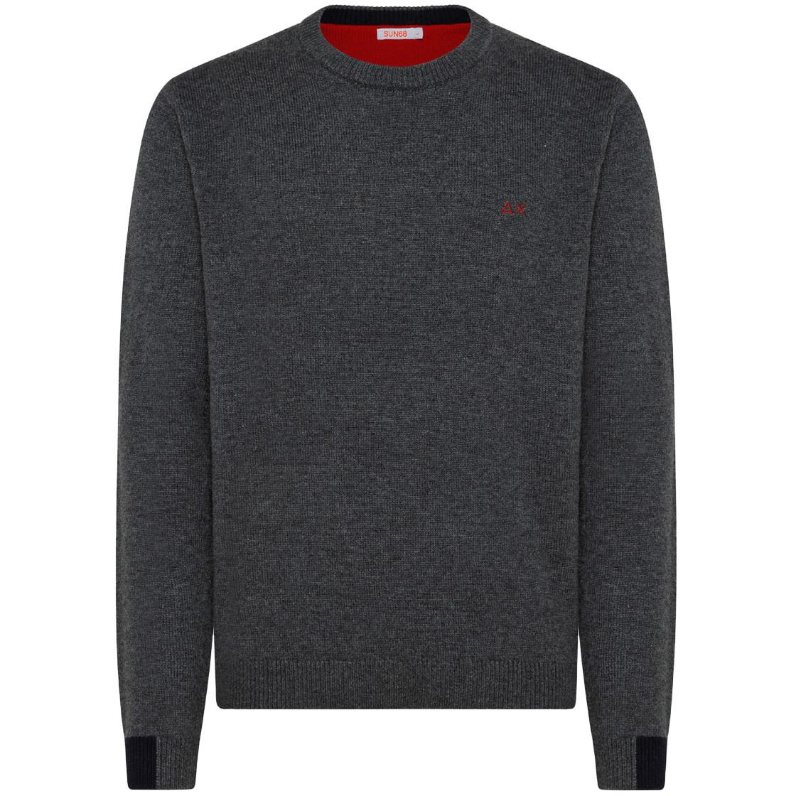Pullover Polsini Colorati Uomo Grigio Scuro K42134 47 GRIGIO SCURO SUN68 