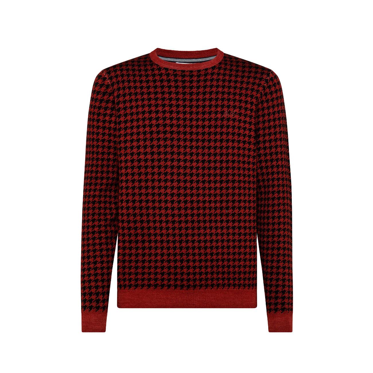 Pullover Round Vintage Jacquard Merinos Uomo Bordeaux K41130 35BORDEAUX SUN68 