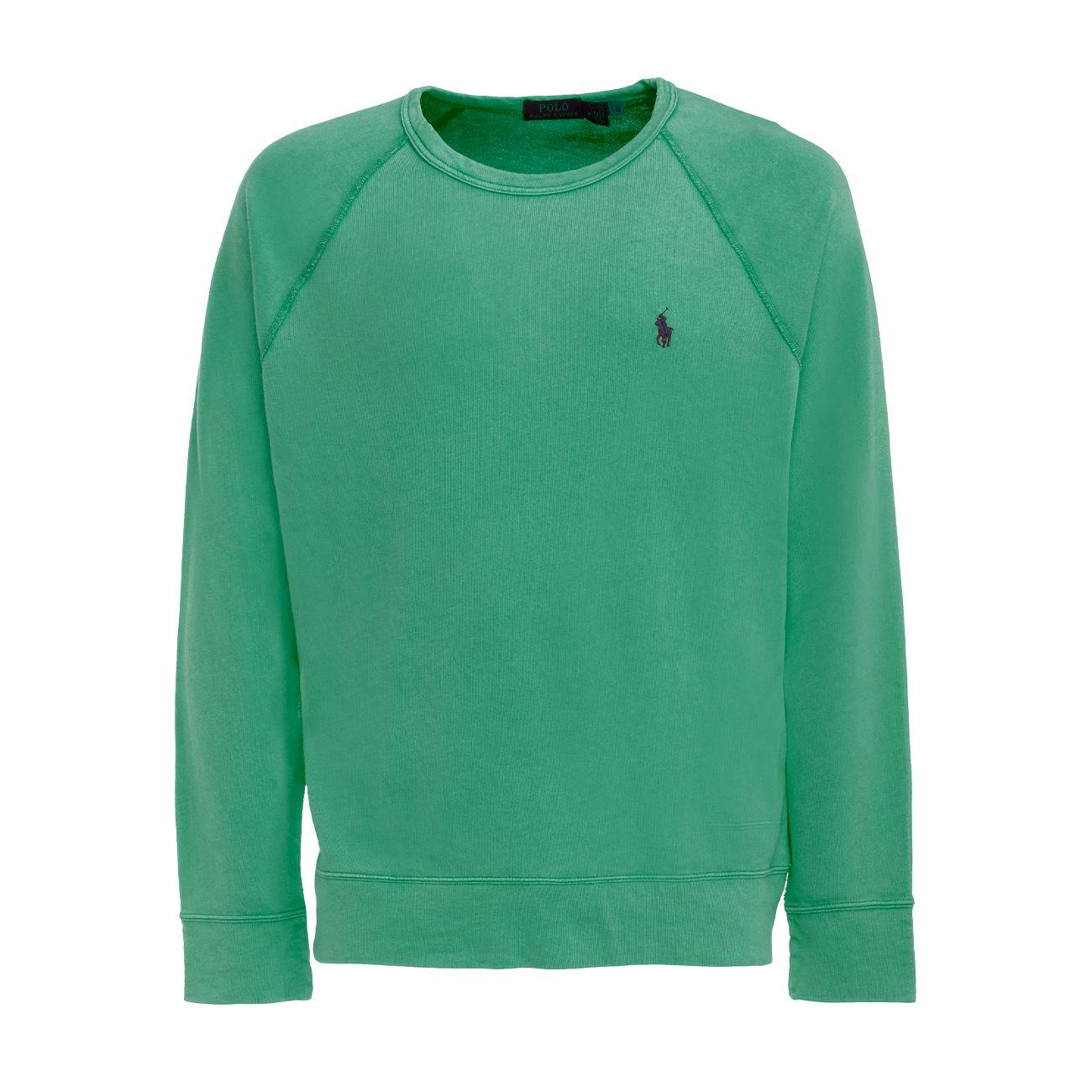 Felpa Girocollo In Cotone Garzato Uomo Green 710644952 037 GREEN POLO RALPH LAUREN 