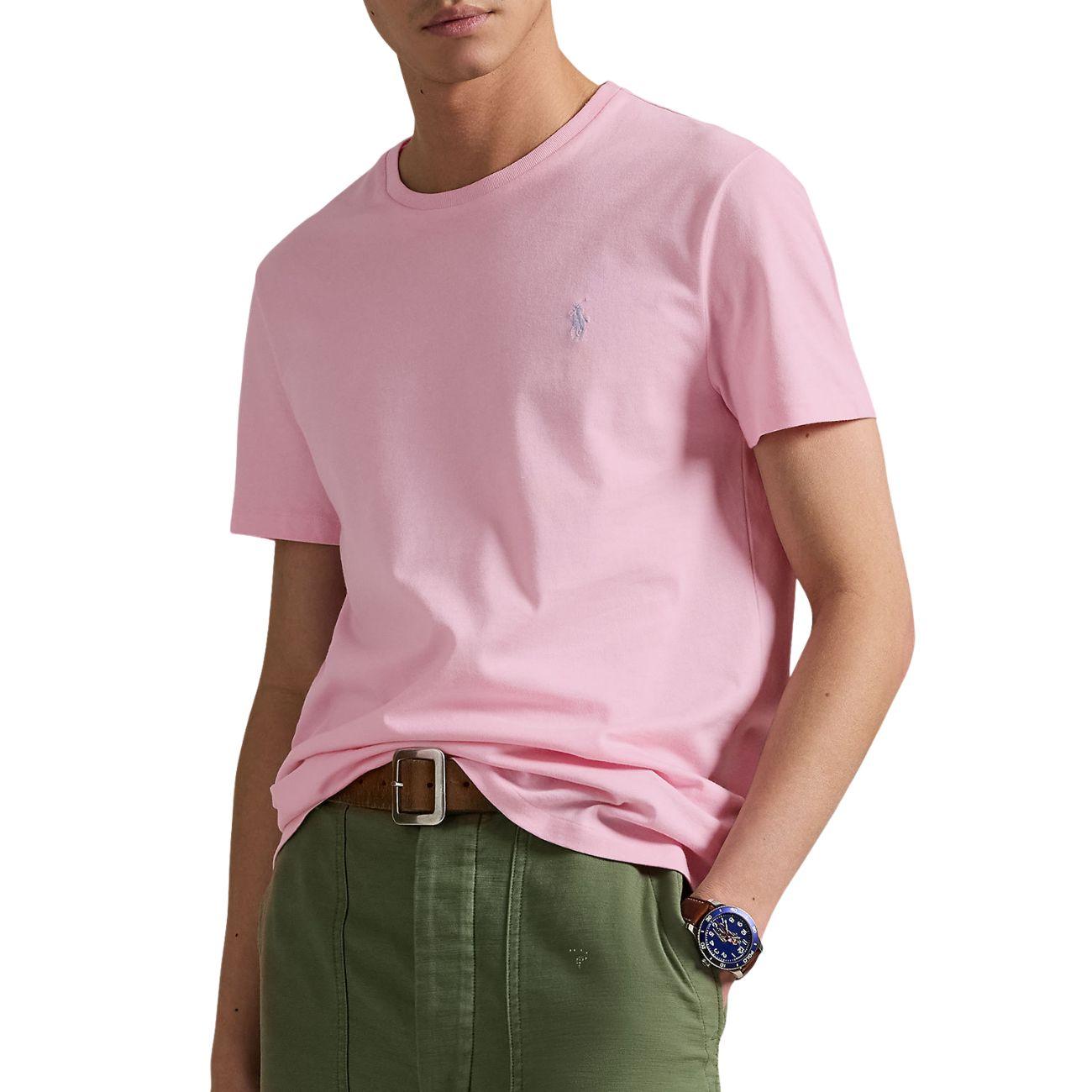 T-Shirt Girocollo Slim Fit Jersey Uomo Bath Pink 710671438 417 BATH PINK/C7172 POLO RALPH LAUREN 