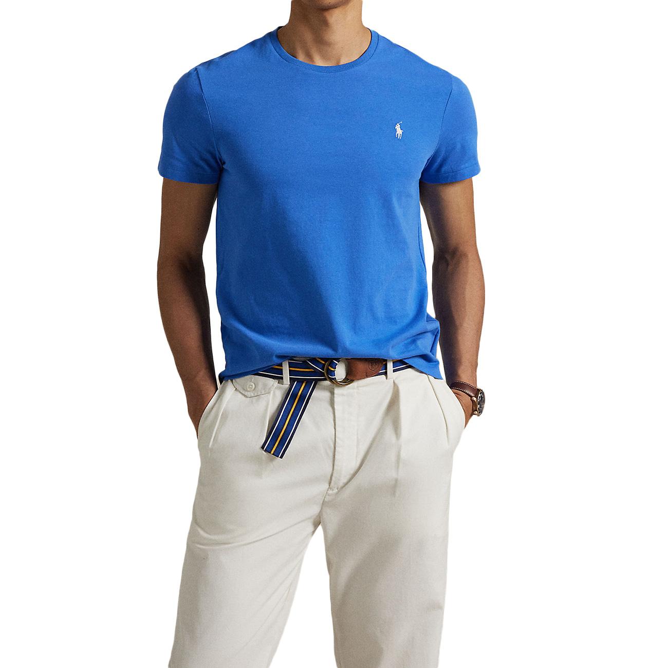 T-Shirt Girocollo Slim Fit Jersey Uomo Embayment Blue 710671438 411 EMBAYMENT BLUE/C8261 POLO RALPH LAUREN 