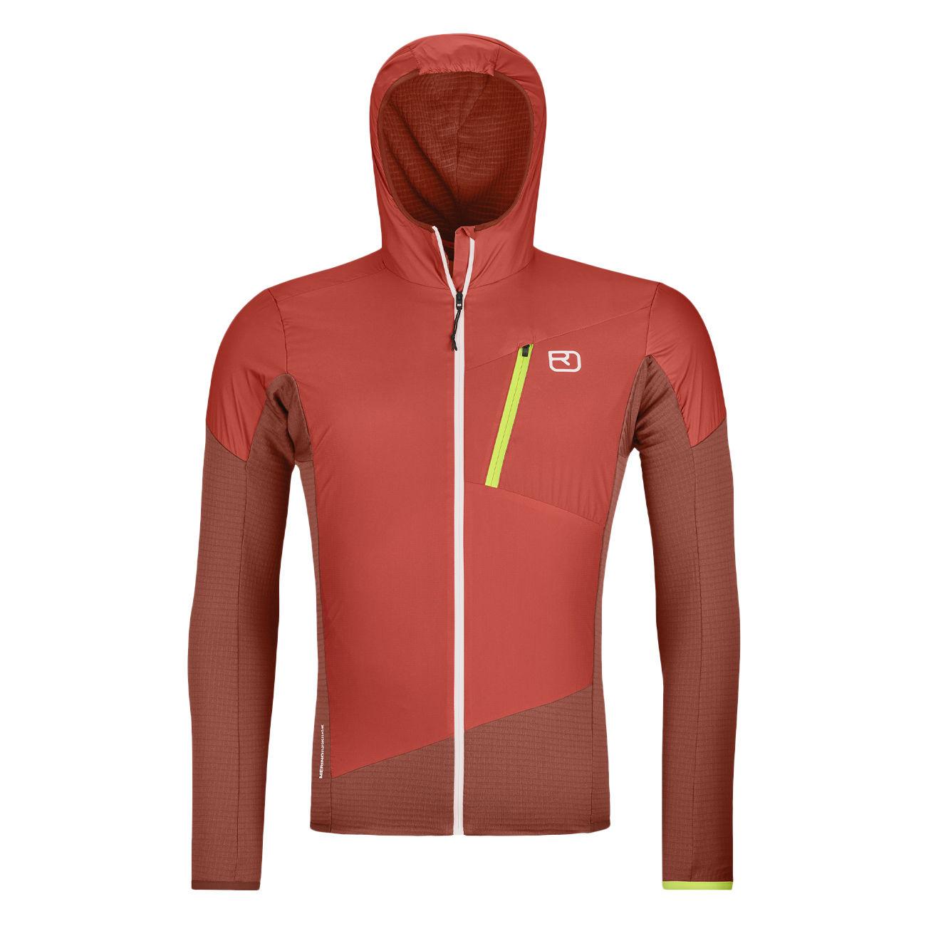GIACCA U. LADIZ HYBRID JACKET ISOL. MERINO FUNZ. C/INSERTI ANTIVENTO ORTOVOX 86949 CLAY ORANGE ORTOVOX 