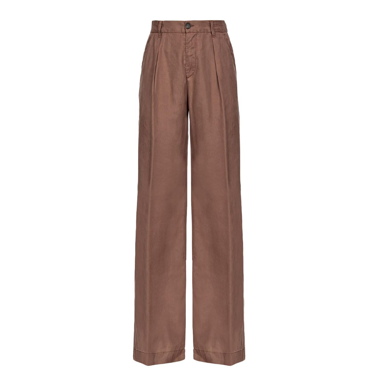 Pantalone Wide Leg Lyocell Donna Marrone Castagna 102890/A1JI L74 MARRONE CASTAGNA PINKO 