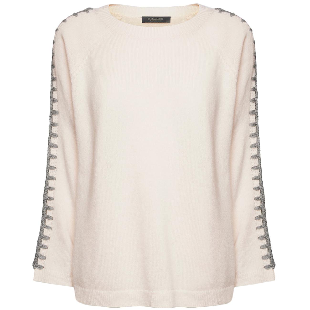 Maglia In Pura Lana Con Ricamo M434Z000562N 002 GESSO ELENA MIRO' 