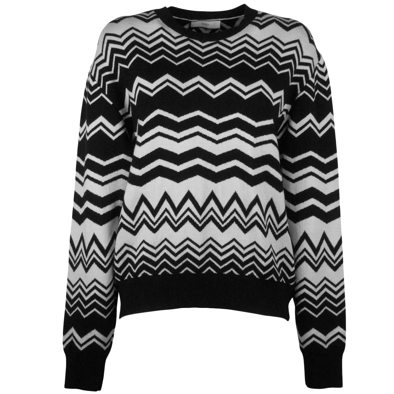 Maglione Girocollo In Jacquard MGKD11049 BIANCO/NERO AKEP 