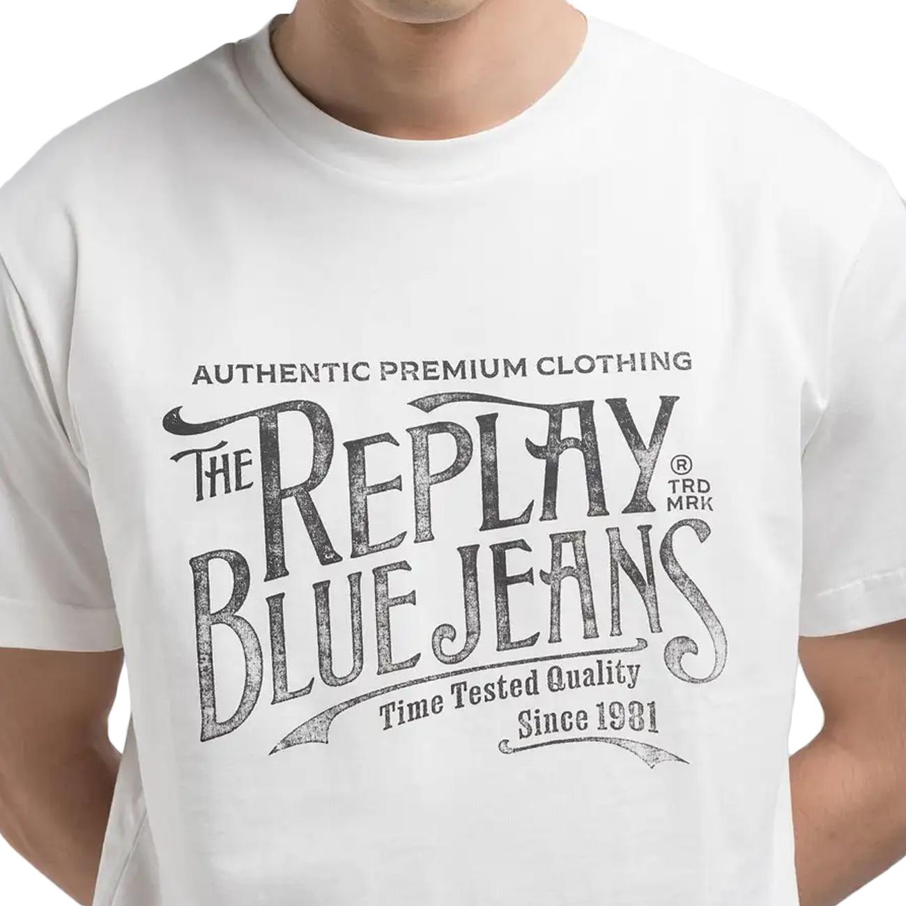 REPLAY T-Shirt Regular Fit Con Stampa Uomo Bianco M3042.000.2660 011 WHITE 
