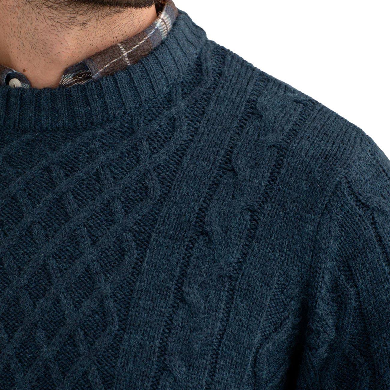 Maglia Girocollo Con Lavorazione A Trecce E Rombi FM25W06MG A0620 DENIM MELANGE FRED MELLO 