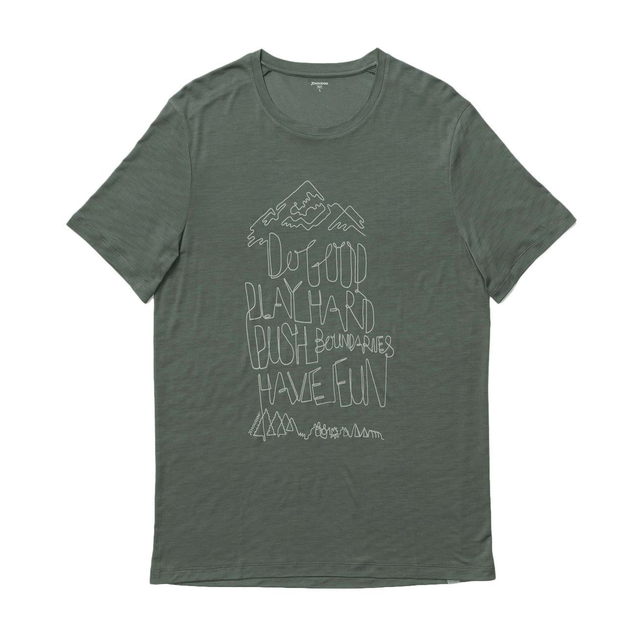 HOUDINI TSHIRT U. MS TREE MESSAGE HOUDINI 231024 GREENESS/RECONNECT 