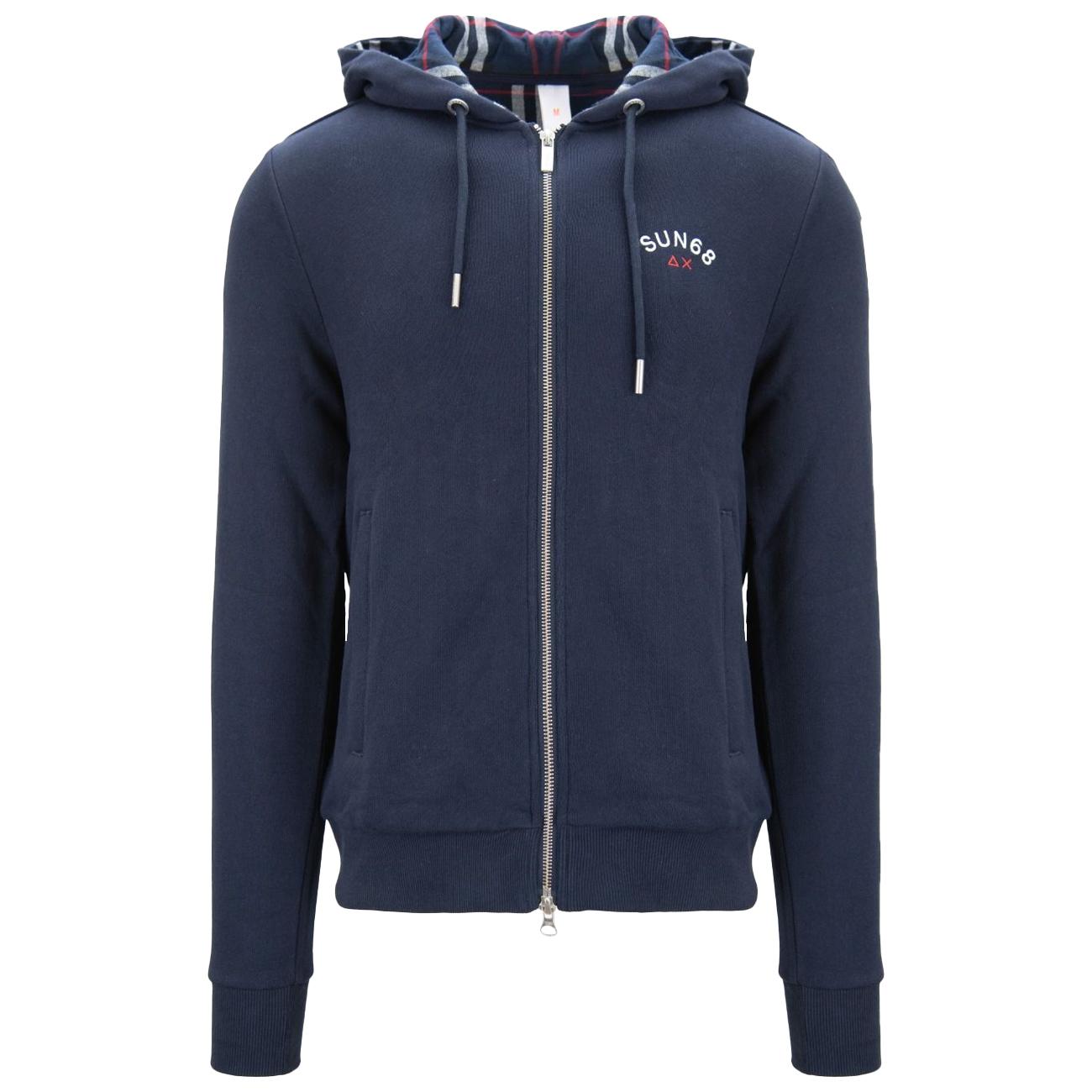 Felpa Con Zip Uomo Navy Blue F42118 07 NAVY BLUE SUN68 